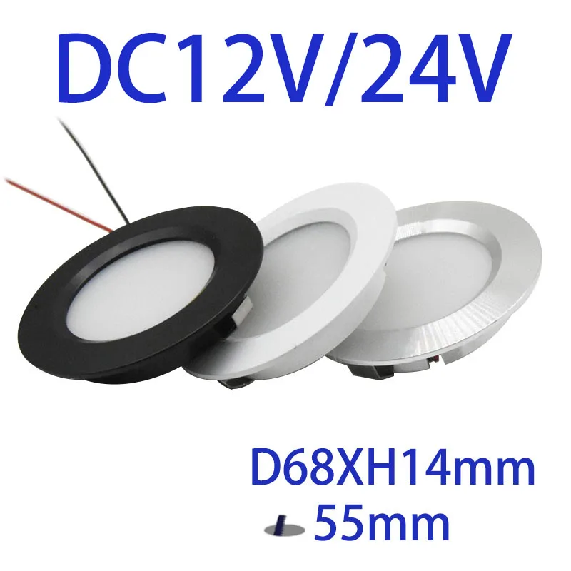 Dimmable 3W 5W 12V 24V Led Spot Light Slim14mm Recessed Ceiling Light D55mm Home Hotel Living Room Bulb Kitchen RV Downlight