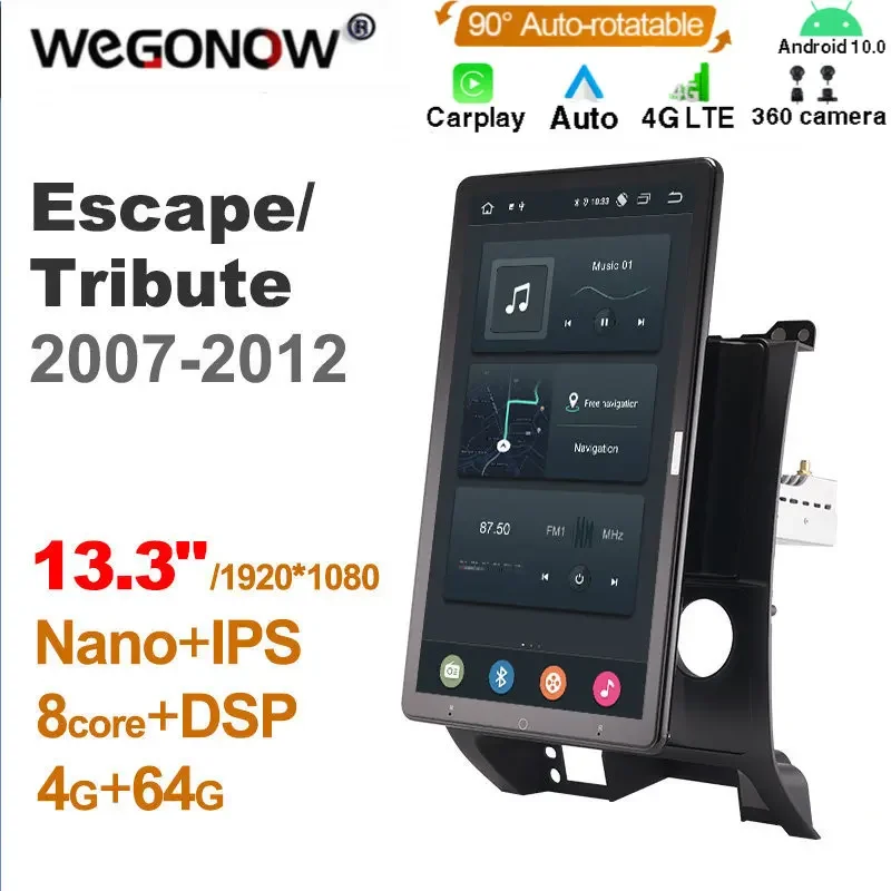 

10,1-дюймовый Ownice 1Din Android 13,3 автомобильное радио 360 панорама для Ford Escape/Tribute 2007-2012 GPS автомобильное аудио 4G LTE без DVD