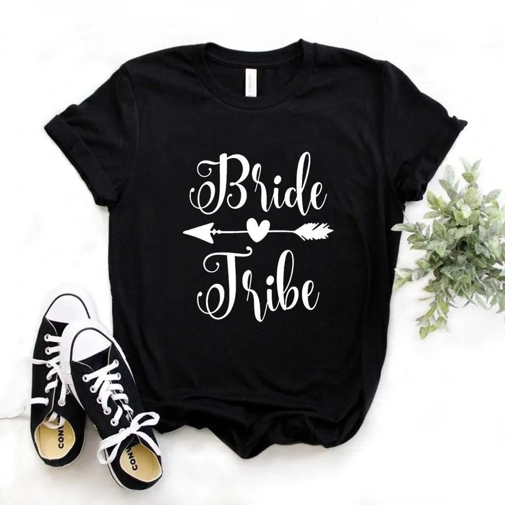 Women T Shirt Bride Tribe Print Tshirt Women Short Sleeve O Neck T-shirt Ladies Causal Tee Shirt Clothes Tops DCVW