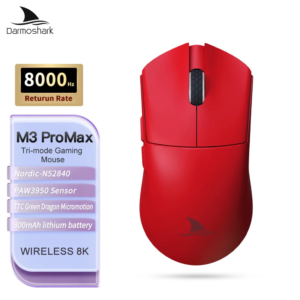 Darmoshark Gaming Mouse M3 Pro Max Wireless 4K/8K Bluetooth Tri-Mode PAW3950 Nordic 52840 30K DPI Game Macro Mice Lightweight