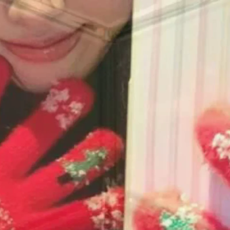 Cute Christmas Fingerless Touchscreen Gloves For Women, Winter Warm Fleece-Lined Thick Cold-Proof Cycling Gloves