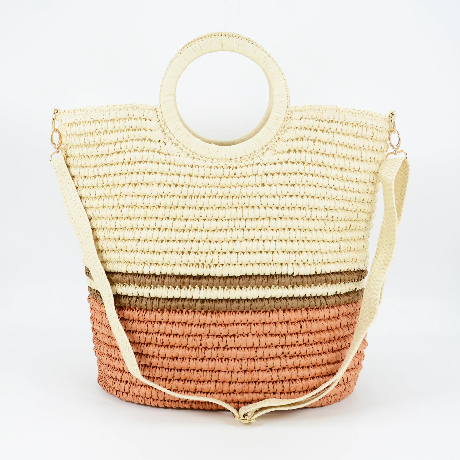 

Large Capacity Women Shoulder Straw Bag Handmade Woven Handbag Big Bohemia Beach Raffia Shopper Tote