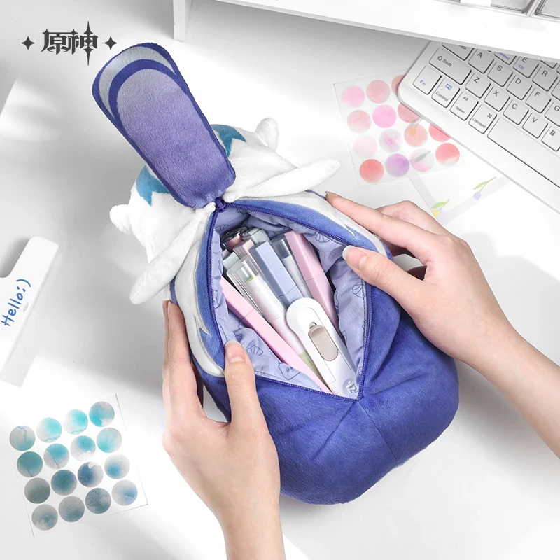 Genshin Anime Game Impact Official Merch miHoYo Original Authentic Leisurely Otter Plush Storage Bag Cosmetic Bag Pencil Case