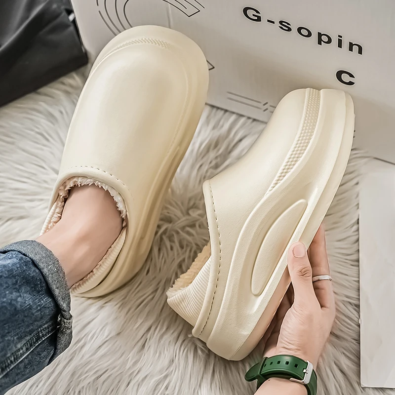 موضة جديدة نعال من القطن الرجال شتاء دافئ المنزل أحذية قطنية مقاوم للماء حذاء للحديقة داخلي الانزلاق على أحذية موجزة