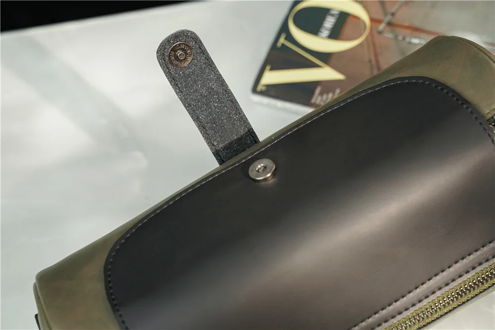 Vintage Herren Umhängetasche, Modische Fassförmige Schultertasche für Männer, Umhängetasche mit Klappe, Zylindrische Herren-Schultertaschen – Detail 7