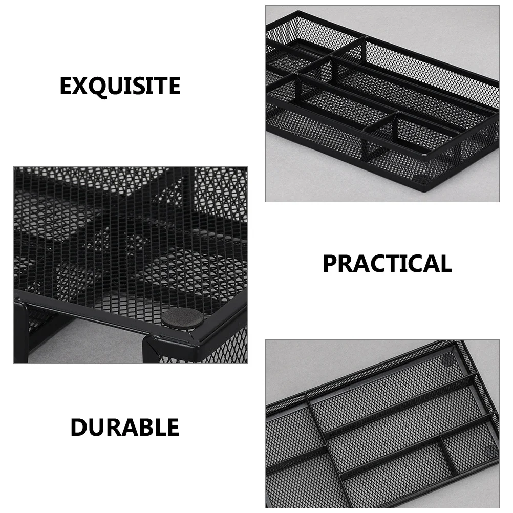 

Metal 6-Grid Smooth Tray Rounded Corners Office Drawer Organizer Anti-Slip Office Desk Storage Tray Organizer