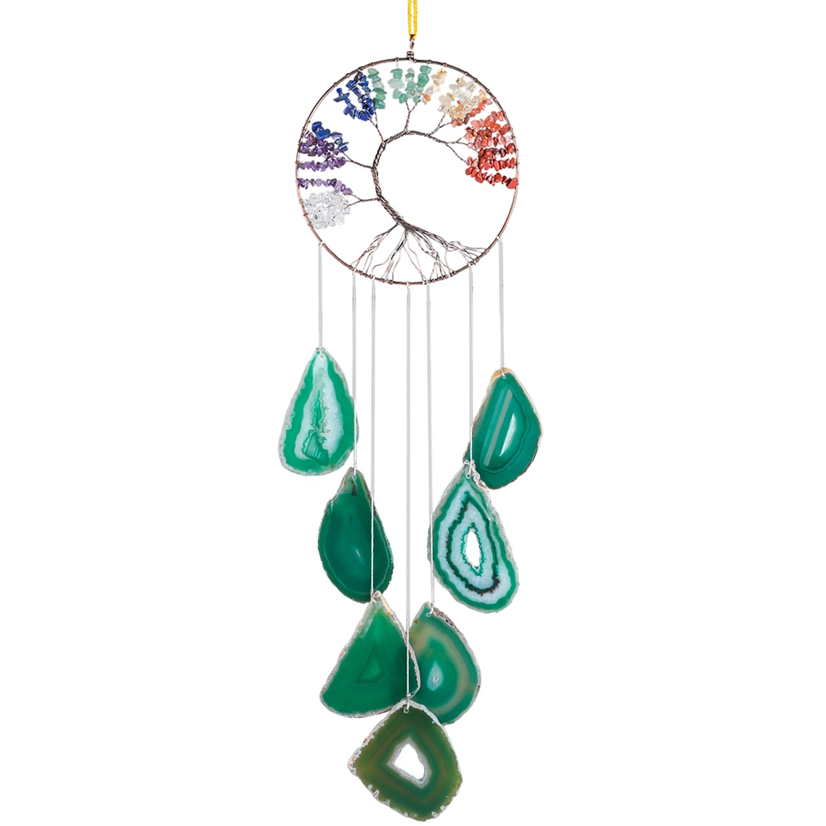 Imagem -04 - Crystal Life Tree Wind Chime com Ágata Fatias Ornamentos Pendurados Artesanais Decoração do Lar