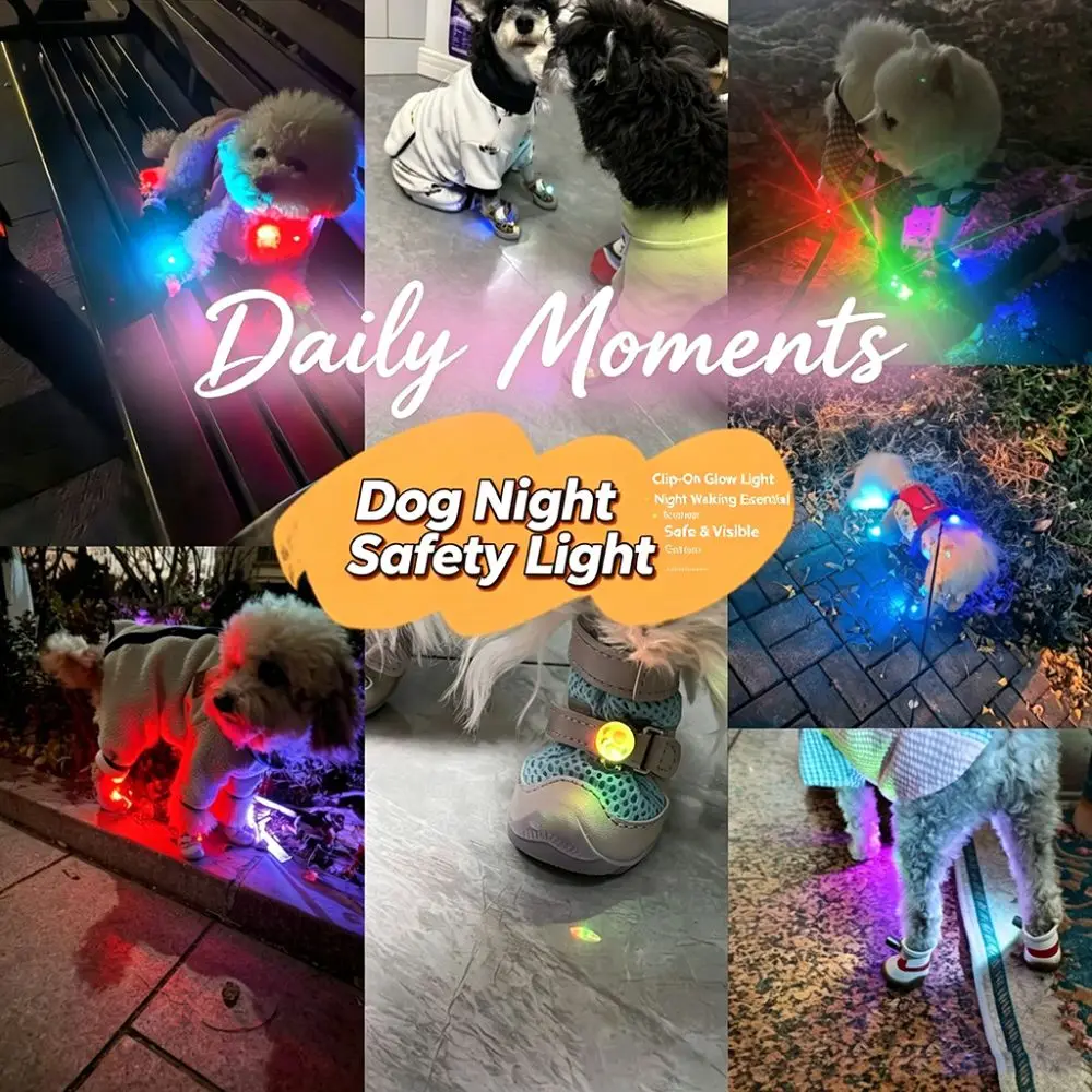 Lightweight Pet LED Clip Light Multi-color Lighting Strong Night-time Warning Dog Night Safety Light Stress-free
