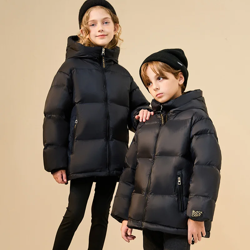 2024 Korea Winter 5-14 Years Kid Girl Down Coat Thickened Hooded Solid Pocket Warm Teenager Girl Jacket Child Girl Winter Jacket