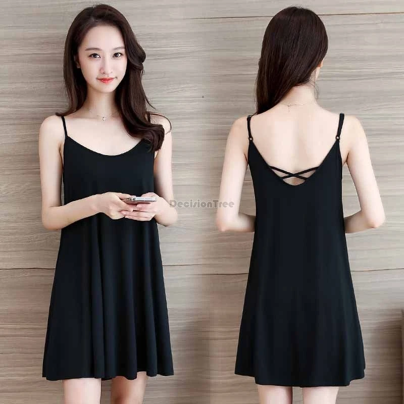 2024 halter mid-length women summer sexy a-line slip dress loose style slimming daily base bottom dress homewear nightdress w567