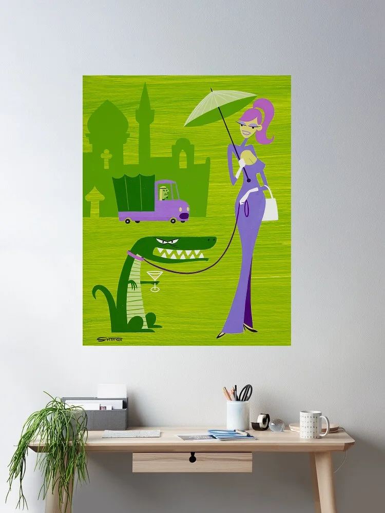 

Josh Agle Shag Fine, Print Art Canvas Poster- For Living Room Decoration - Home Wall Decor Picture