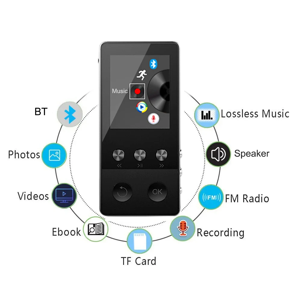 RUIZU D29 Ondersteuning Bluetooth MP3 Muziekspeler Ingebouwde Speake HiFi Draagbare Walkman Met Radio FM Record E-Book leitor de mp3