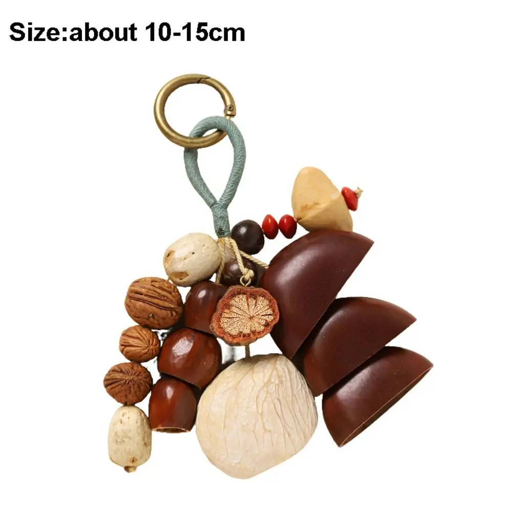Sound Heal Natural Fruit Shell Keychain Bohemian Style Handmade Bag Pendant DIY Gift Fruit Shell Wind Chime Ornament Home Decor