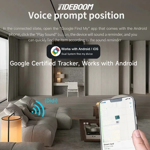 Imagen 2 del producto GPS Global ultrafino Android/iOS, localizador de sistema Dual, tarjeta de seguimiento inteligente Universal inalámbrica con Google Find My Device