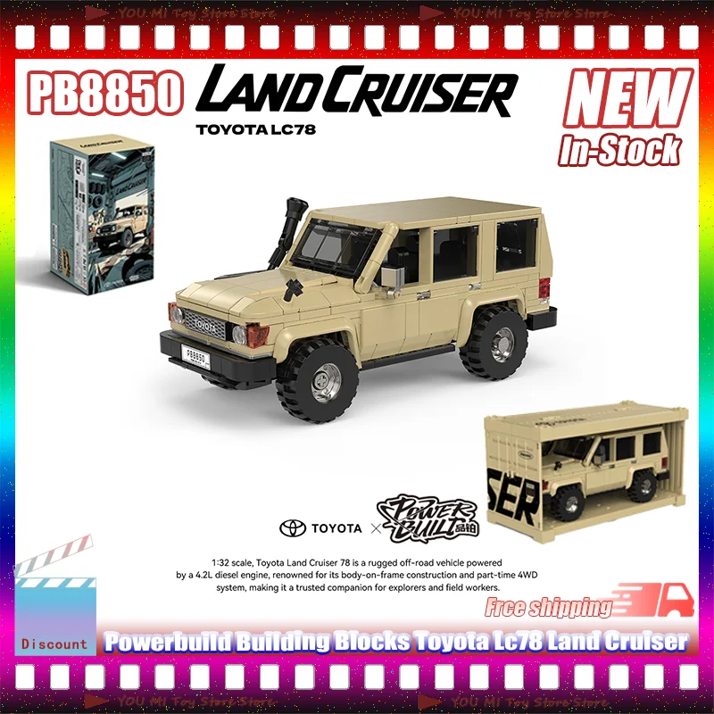 

Новые строительные блоки Powerbuild Pb8850 Toyota Lc78 Land Cruiser, контейнер для внедорожника в сборе, головоломка, модель игрушечного автомобиля, орнамент