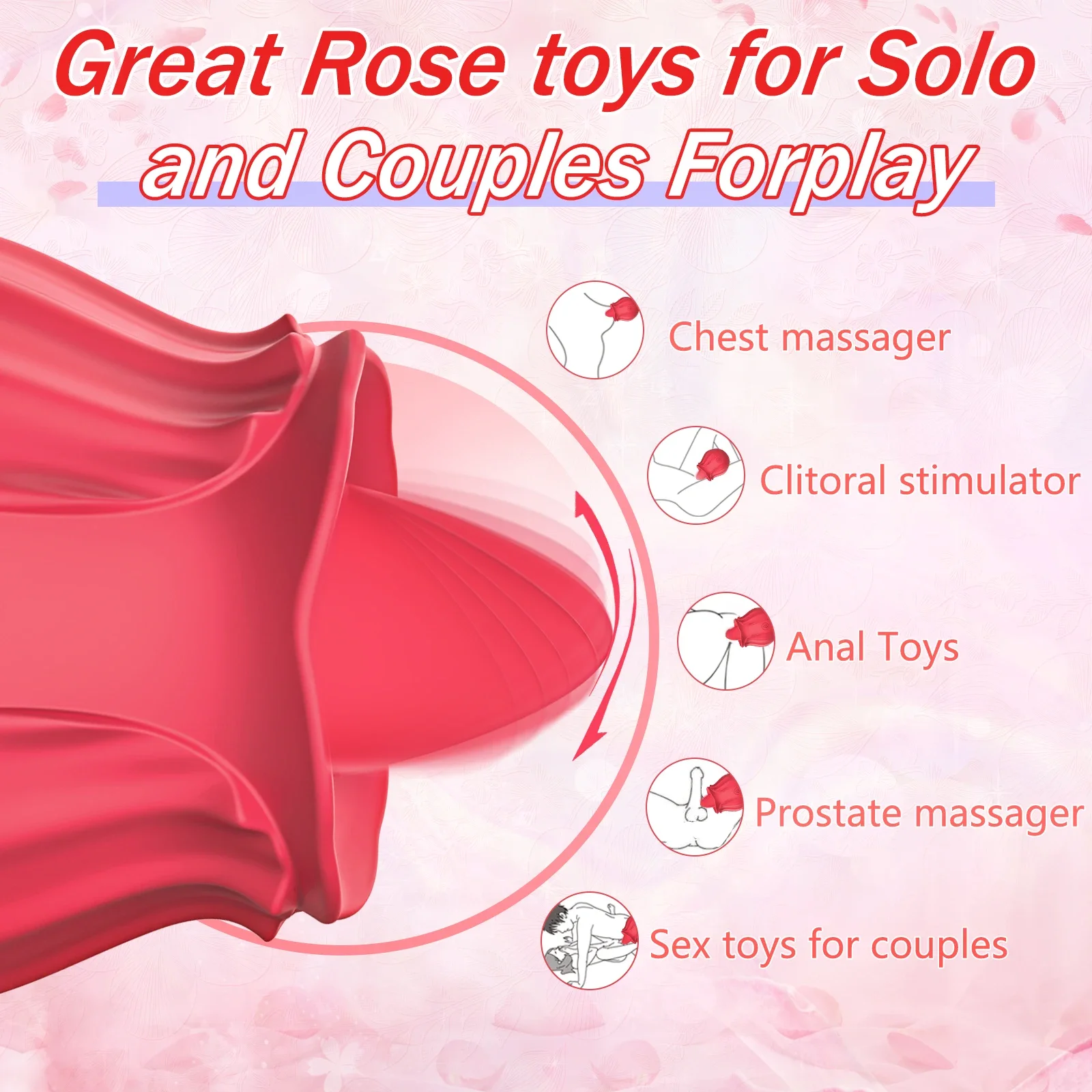 Rose Tongue Licking Vibrator Powerful G Spot Clitoris Stimulator Vagina Sucking Massager Adults Goods Sex Toys for Women