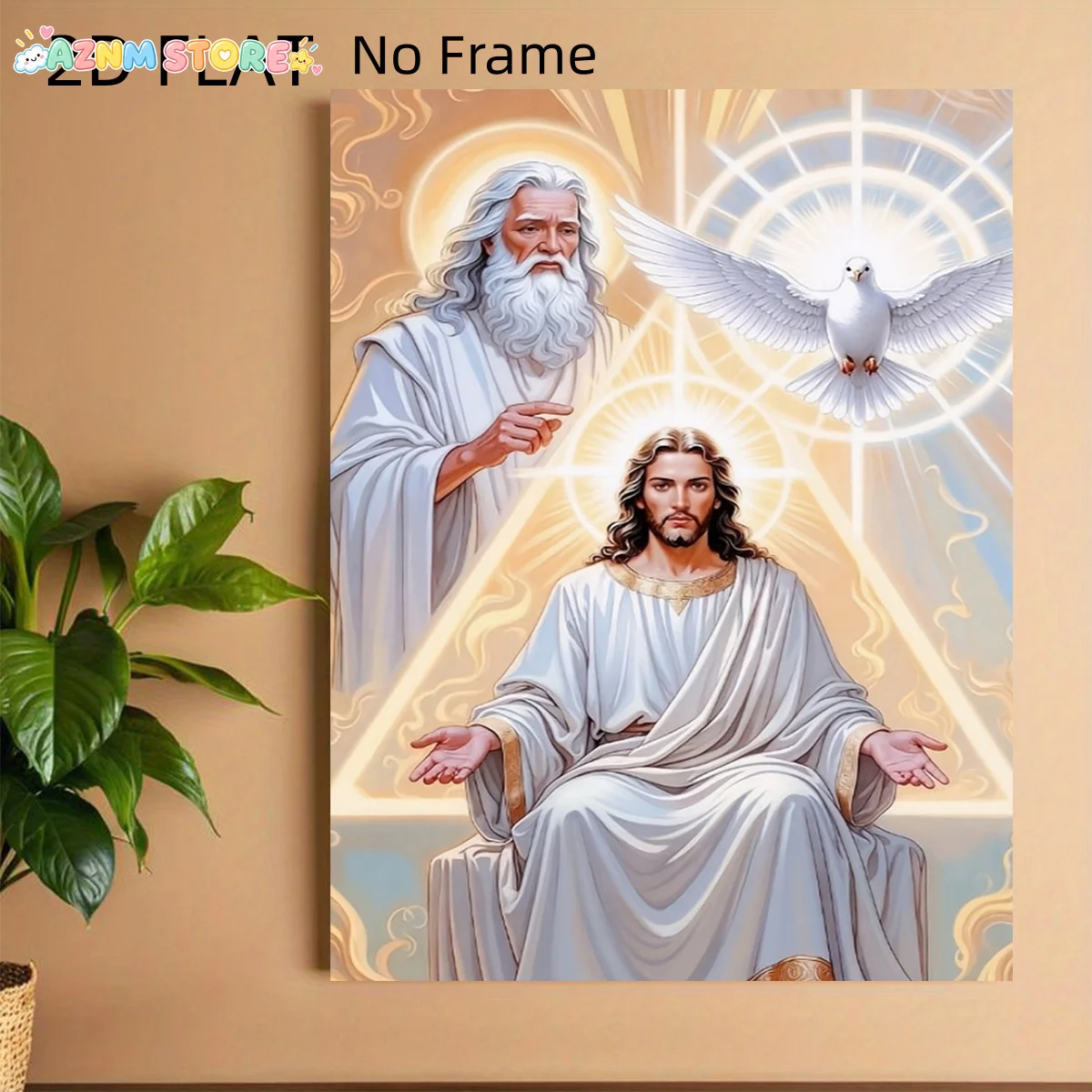 2027,  No Frame Holy Father, Holy Son, Holy Spirit, Canvas Painting Size: 20.32cm X 30.48cm,