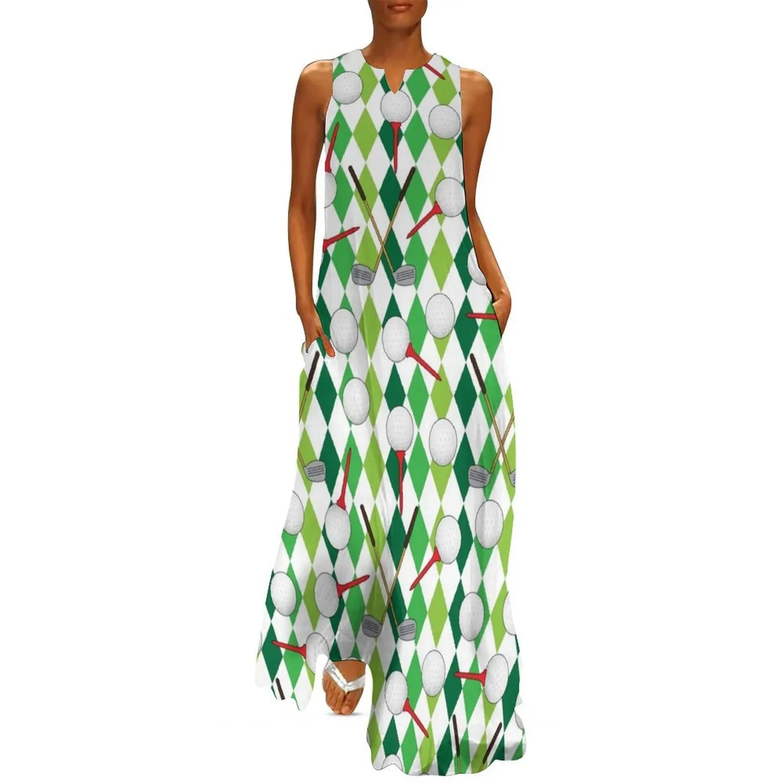 

Golf Player Argyle Pattern Long Dress Dress women elegant women's dresses sale sexy dress Women dresses summer