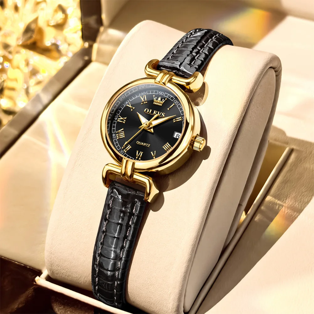 

Топ в винтажном стиле, элегантные женские часы, светящиеся водонепроницаемые наручные часы с кожаным ремешком для женщин, кварцевые женские часы высокого качества