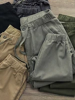 Pantalones deportivos informales de algodón para correr para hombre, pantalones de chándal holgados lisos para exteriores, pantalones de senderismo de gran tamaño de pierna ancha