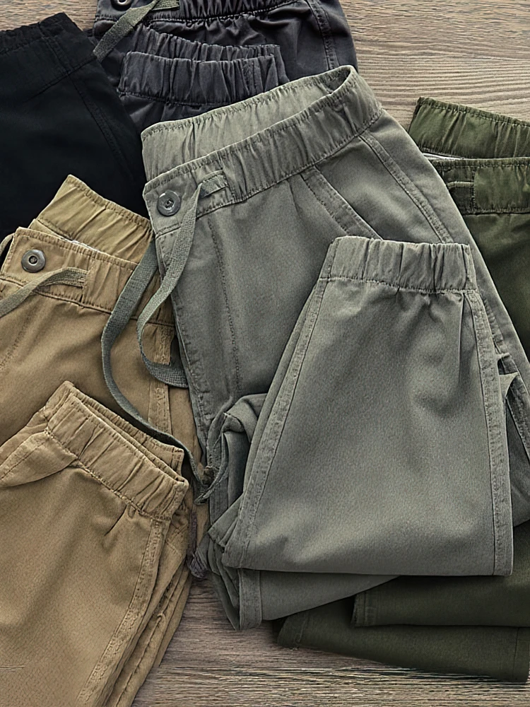 Casual Sport Cotton Jogger Pants Men Outdoor Plain Baggy Cargo Sweatpants Wide leg Oversize Hiking Trousers