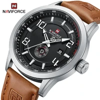 NAVIFORCE, reloj de pulsera informal de tendencia para hombre, deportes militares, correa de cuero resistente al agua, reloj para hombre, calendario de cuarzo, relojes masculinos