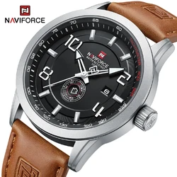 NAVIFORCE Trend Orologio da polso casual per uomo Sport militare Cinturino in pelle resistente all'acqua Orologio da uomo Calendario al quarzo Orologi maschili