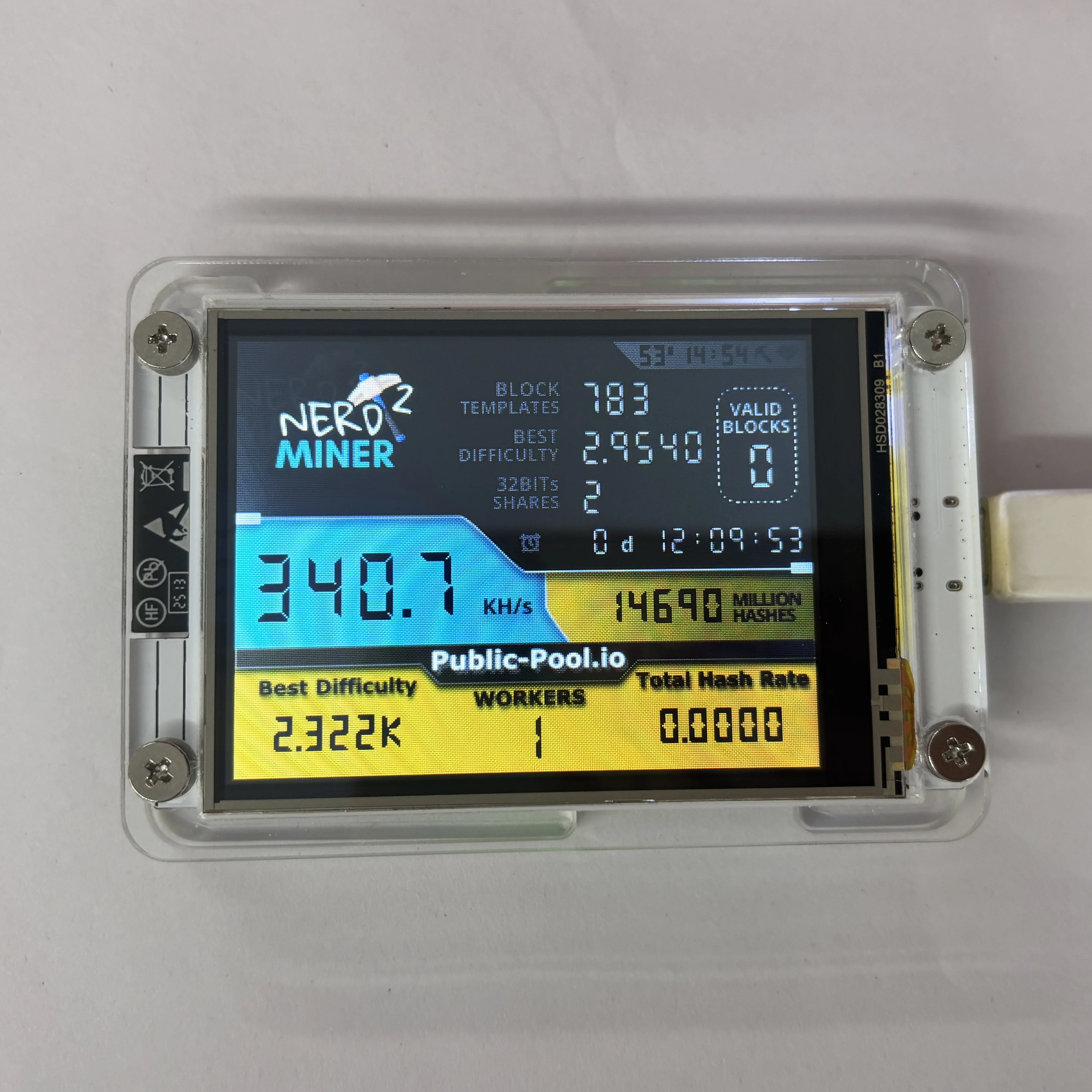NMMiner NerdMiner V2 ESP32 2.8-Inch Touchscreen Development Board Lucky  Solo Bitcoin Miner 350KH/s Smart Display