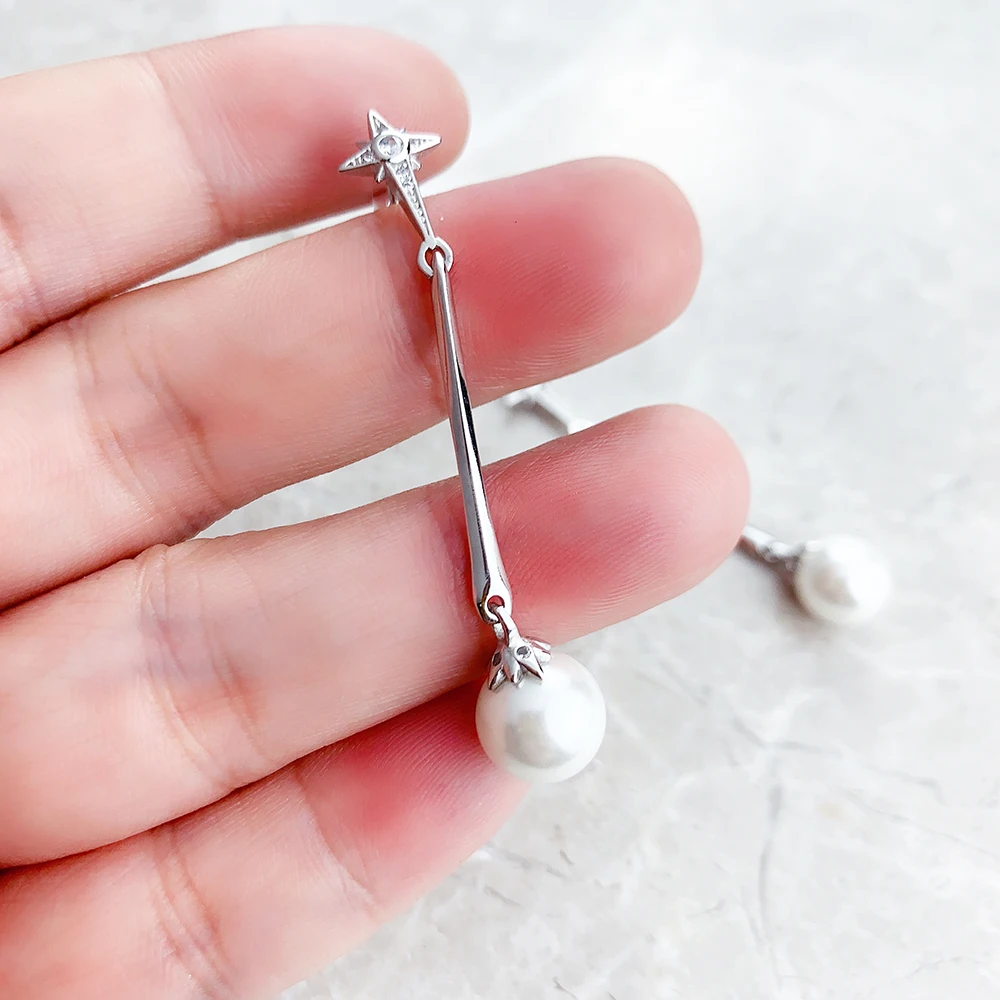 Ohrringe Süßwasserperle Stern Neu Vintage 925er Sterlingsilber Geschenk für Frauen Hochwertiger edler Schmuck – Detail 6
