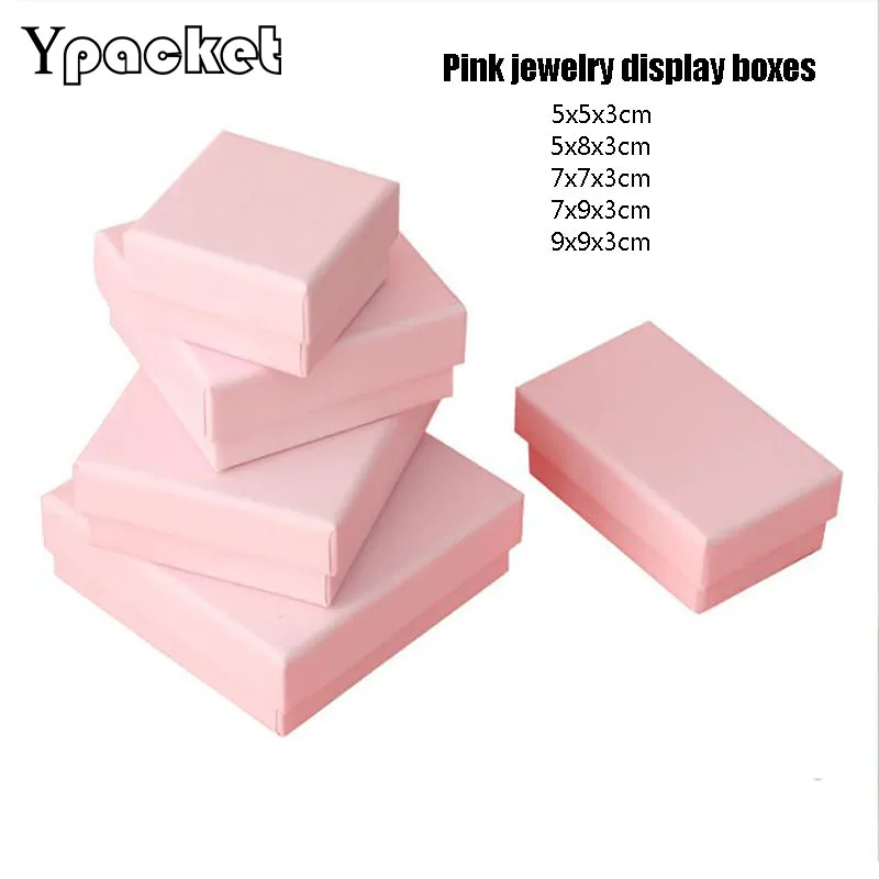 

Fashion Jewelry Mini Gifts Packing Pink Kraft Paper Box Gift Box For Ring Earrings Pendant Wedding Valentines Day 48Pcs/Lot