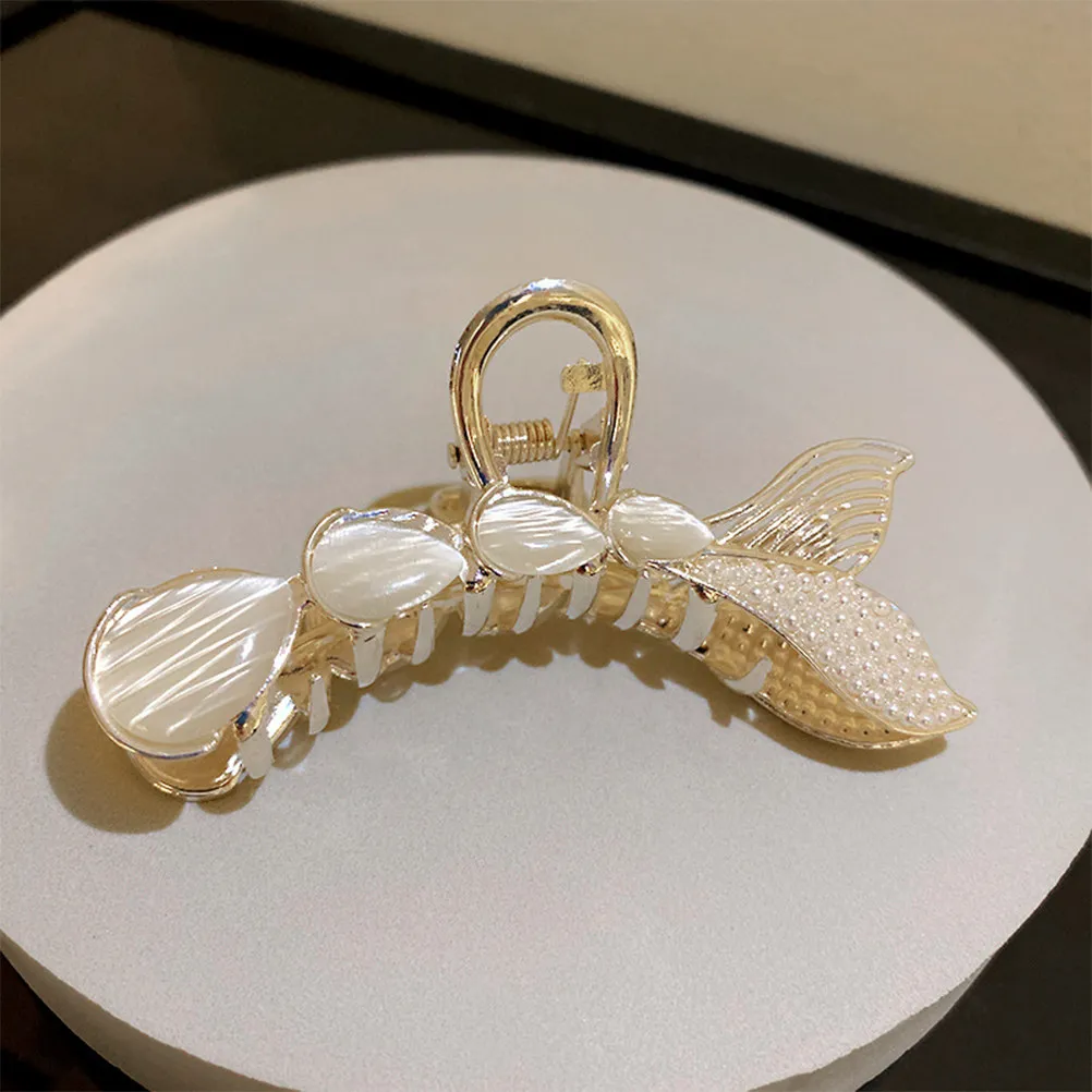 

Mermaid Tail Hair Claw Clip with Pearl Big Jaw Clips for Thick Long Hair Women Daily Use and Special Occasions Styling
