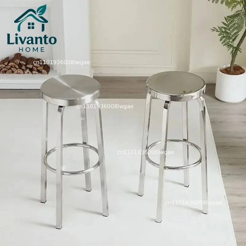 

Metal Stainless Steel Craft Bar Stool High Stool Cafe Negotiation Chair Outdoor Bar Stools Swivel Stool Island High Stools