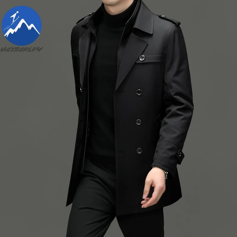 COMXZ Daily Wear Trench Coat Men 2025 Autumn Fashion Korean Solid Color Button Windbreaker Trenchcoat High Quality Long Overcoat