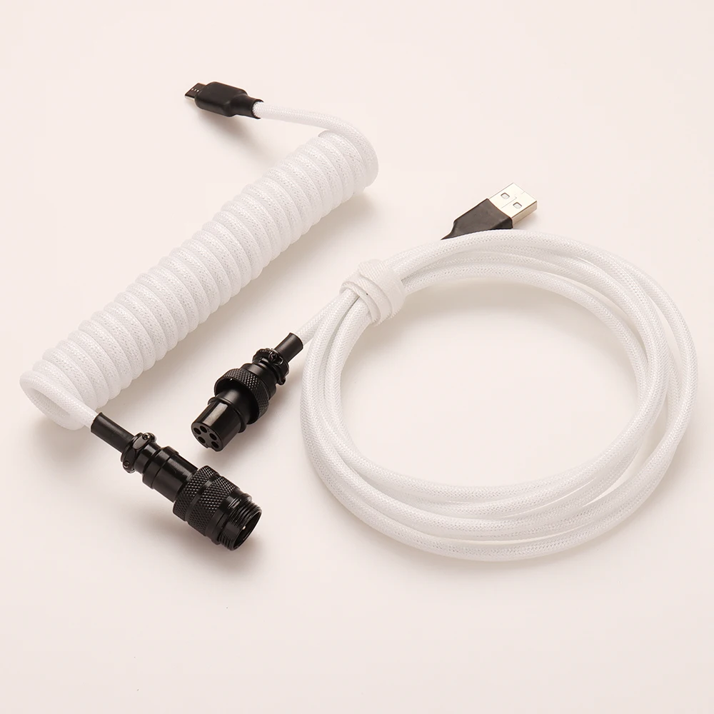 LANO USB A auf Typ C für mechanische Gaming-Tastatur, doppelt ummanteltes Kabel mit abnehmbarem GX16-Flieger-Spiralstromkabel 9