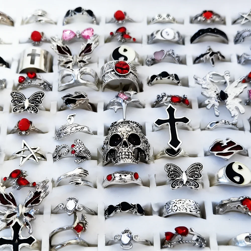  8/10/15/20Pieces Retro Gothi - Gothic Skull Ring ulasan dan harga
