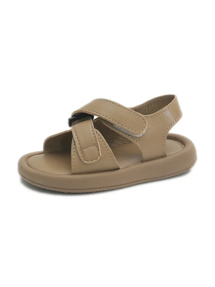 Chaussures de plage en cuir souple pour enfants, sandales de sport décontractées unisexes pour garçons et filles, style simple, 2 à 12 ans, été 2024