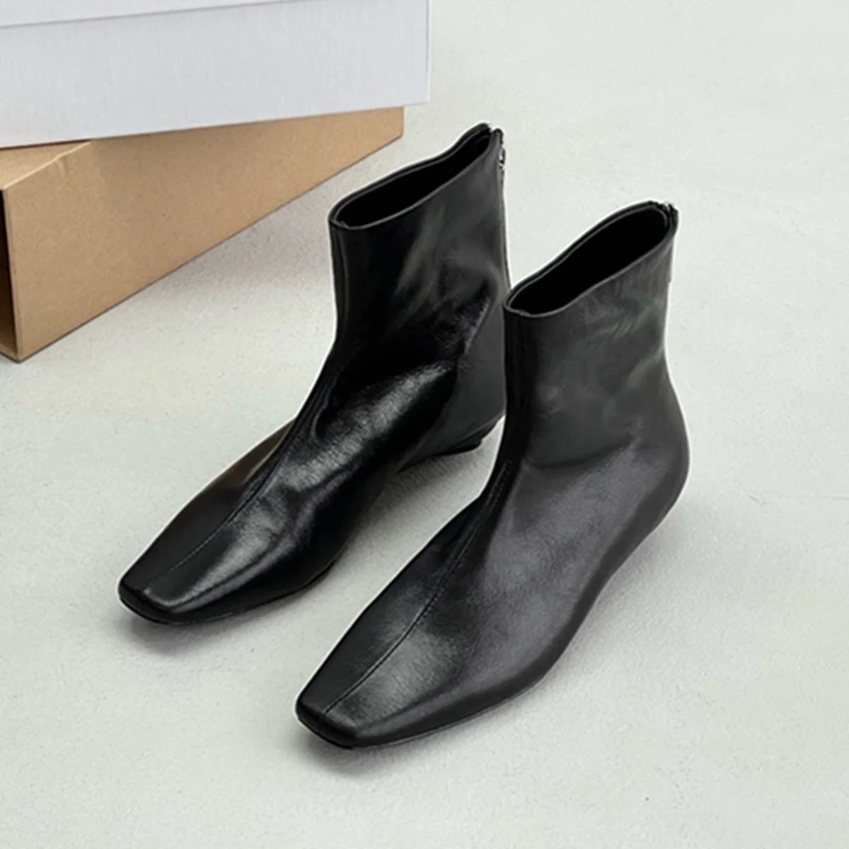 

Jenny&Dave 2026 Spring Autumn Nordic Minimalist Black Boots Women Boots Sheep Soft Elegant Office Ladies Women's Boots Woman Sho
