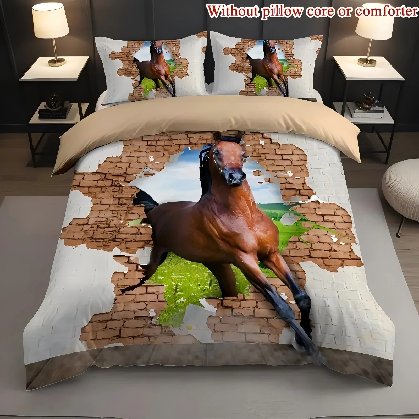 

Wild Horse Wall Breaking 3D Printed Duvet Cover Soft Comfortable Bedding set Full Queen King Size Quilt Cover Set Pillowcases