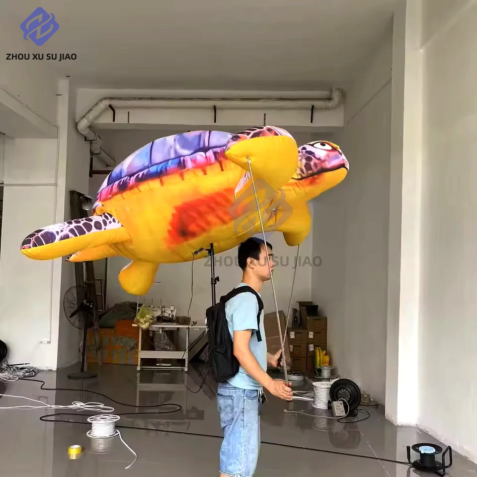 เต่าเป่าลมยักษ์ สัตว์ทะเลพร้อมไฟ LED สีขาว ชุดแสดงงานคาร์นิวัล งานเฉลิมฉลอง ของประกอบการแสดง กิจกรรมกลางแจ้ง