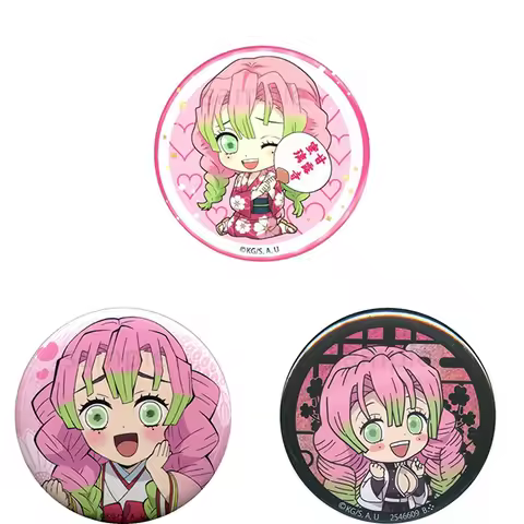 Game Demon Slayer Kanroji Mitsuri Cosplay Tinplate Badge Cute Exquisite and Beautiful Ambitus