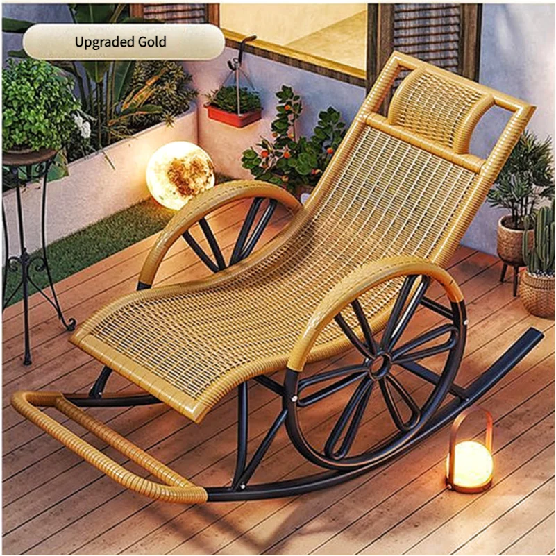 دائم خمسة ألوان الكبار كرسي هزاز كرسي المنزل في الهواء الطلق حديقة شرفة غرفة المعيشة الترفيه الروطان قيلولة المسنين الكبار الروك #3