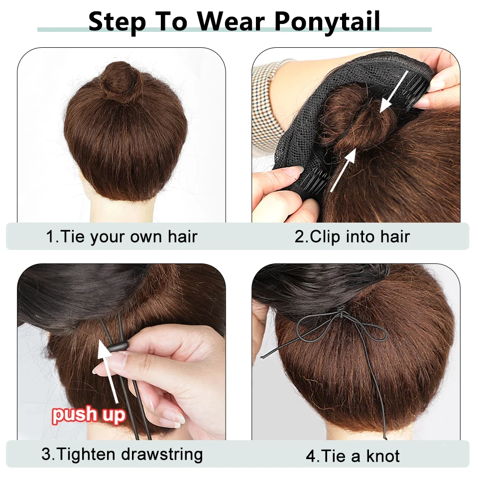 Krachtige Synthetische Lange Body Golvende Trekkoord Paardenstaart Voor Vrouwen Synthetische Golf Haarverlenging Clip In Haarstuk Zwart Nep Haar