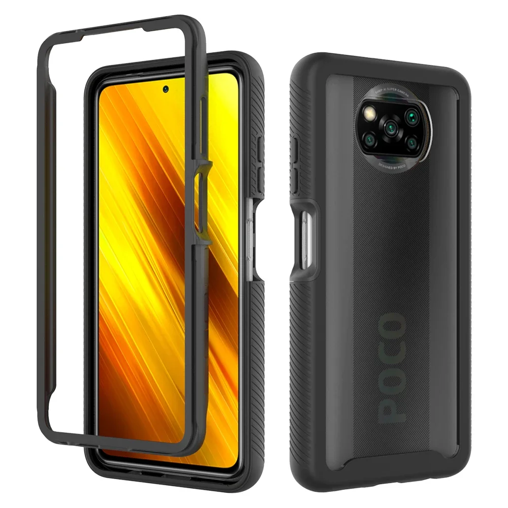 Hybrid Rugged Armor Shockproof Phone Case For Xiaomi Poco X3 NFC 10T Pro Soft TPU Frame Hard Plastic Protective Back Cover