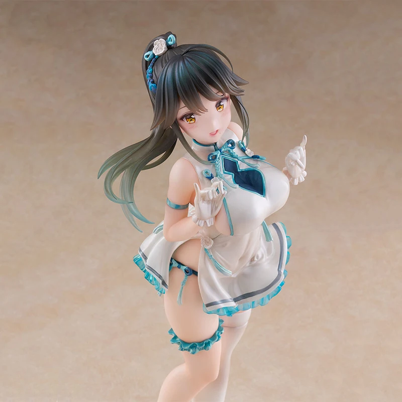 Original WAVE Dream Tech fille avec queue de cheval Cheongsam PVC 29CM figurine d'anime modèle à collectionner poupées Statuette ornement cadeaux