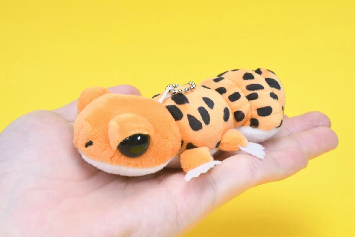퀄리아 캡슐 토이 귀여운 카와이 레오파드 게코 플러시 토이 디아블로 블랑코 도마뱀 파충류 인형 볼 체인 가방 키 펜던트 피규어