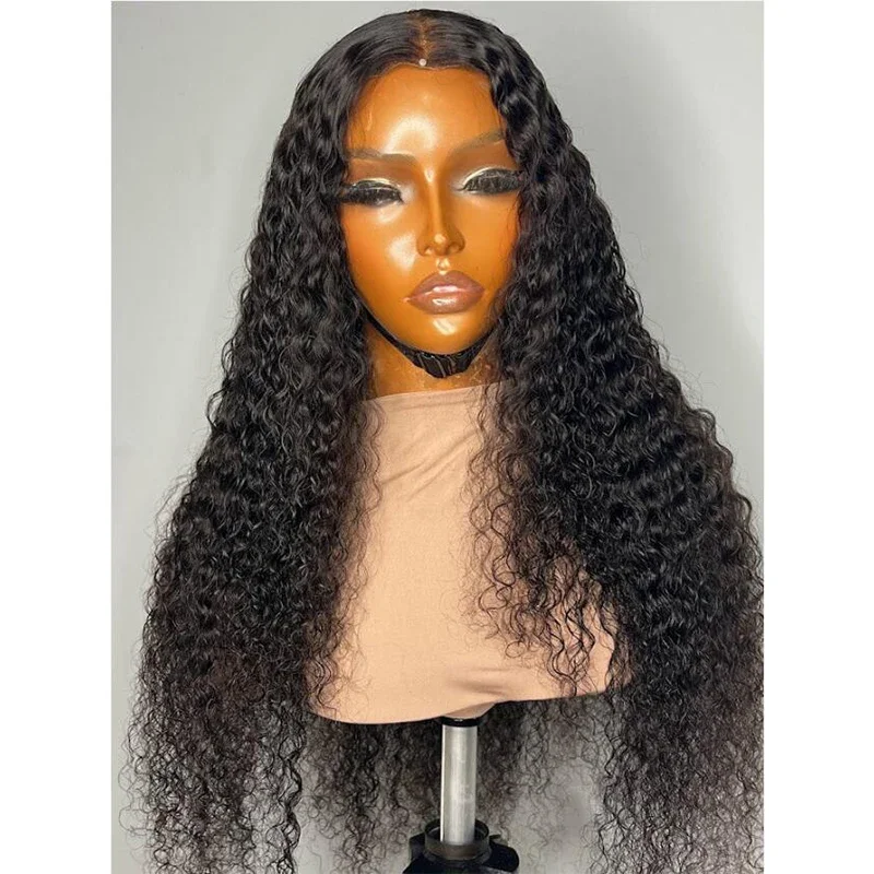 Black 26Inch Soft Natural Kinky Curly 180Density Deep Lace Front Wig For Women Babyhair Preplucked Heat Resistant Glueless Daily