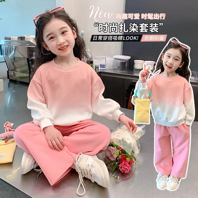 2024Trendy Spring and Autumn Fashionable Girls' New Suit Internet Celebrity Tie-Dye Two-Piece Korean Fashion