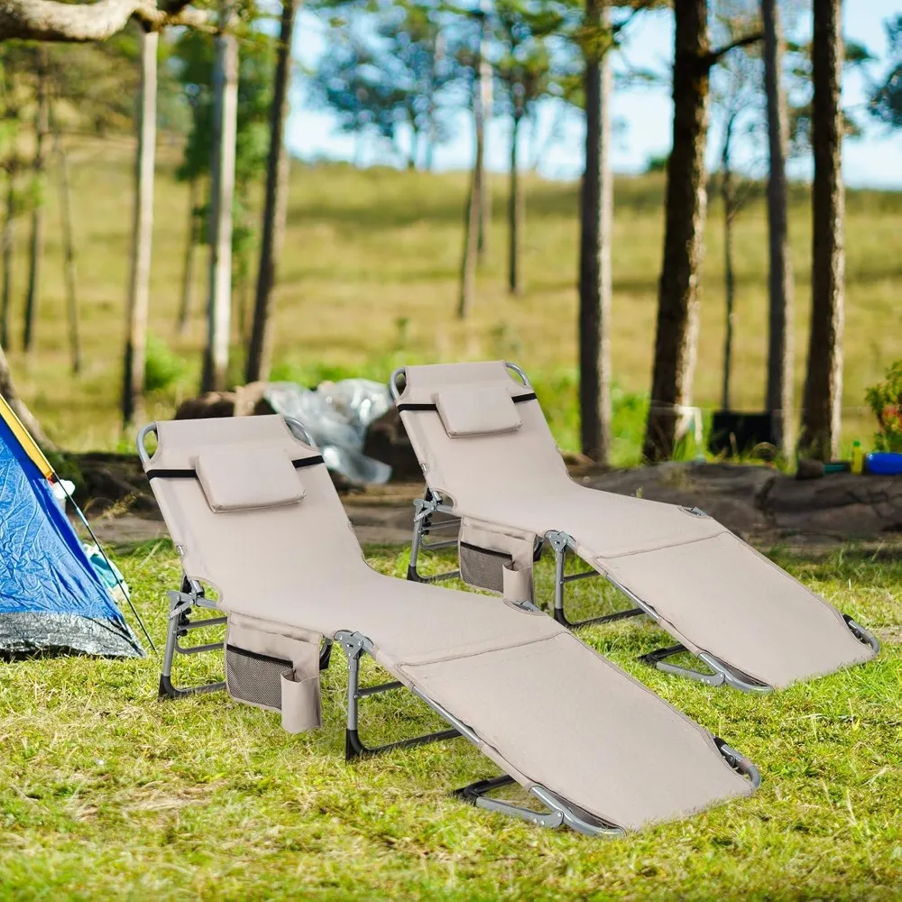 

Tanning Chair, Folding Outdoor Beach Lounge Chair with Face & Arm Hole, Carrying Strap, Pillow,Position Adjustable, Customized