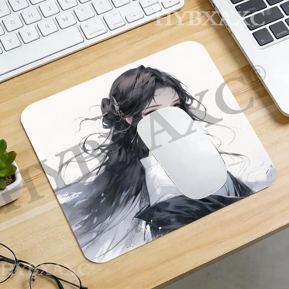HYBXAXC Chinese Style Ink Wash Anime Girl Mouse Pad,Aesthetic Traditional Gaming Oriental Aesthetic Desk Decor for Art Lovers
