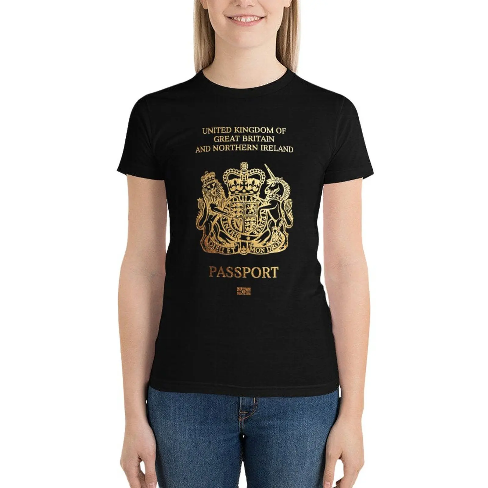 

British Passport Cover T-Shirt oversized cute clothes summer top tight shirts for Women